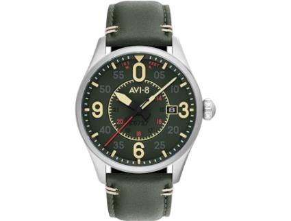 Relógio Masculino Verde Real Couro Spitfire Automático Av-4090-03 AVI-8