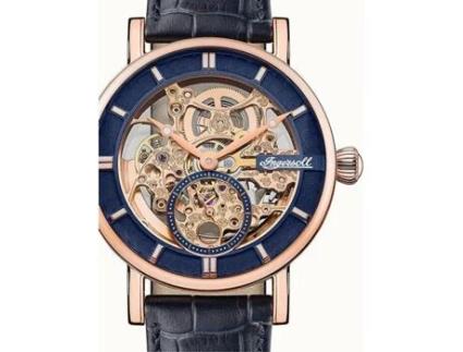 Relógio masculino em couro de bezerro azul The Herald Automatik I00407B INGERSOLL