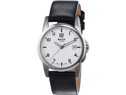 Relógio feminino preto couro real Uhr titânio 3298-01 BOCCIA