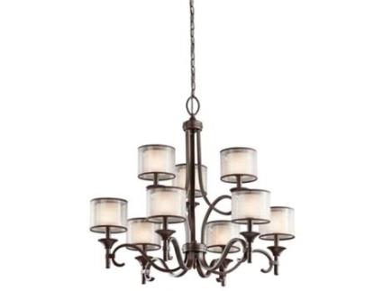Lustre KICHLER Kl-Lacey9-Mb Malha de Linho de Renda Vidro Opal Aço E14 9 Lâmpadas