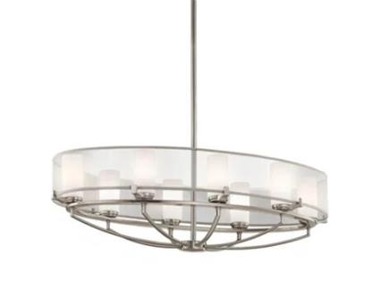 Candelabro KICHLER Kl-Saldana8 Organza Saldana Vidro Opala Gravado Metal G9 8 Lâmpadas