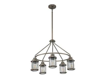 Luz de Teto Ao Ar Livre KICHLER Kl-Ashlandbay-5P-Bu Brass de Baía de Ashland Alumínio Vidro de Semente Transparente E27 5 Lâmpadas