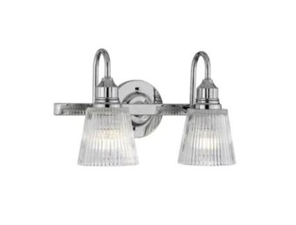 Scece de Wall QUINTIESSE Qn-Addison2-Bath Aço Addison Vidro com Nervuras Transparentes G9 2 Lâmpadas