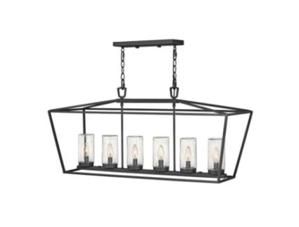 Luz de Teto Ao Ar Livre HINKLEY Qn-Alford-Place-6P-Mb Alumínio Alumínio de Alumínio Vidro de Semente Claro E14 6 Lâmpadas