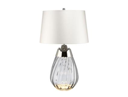 Lâmpada de Lâmpada de Mesa Iluminação Elstead Lena-Tl-S-Smoke-Oews Vidro Lena Cetim Liso Metal E27