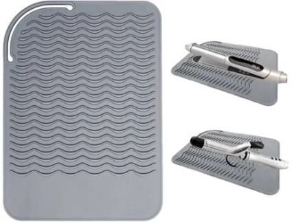 Tapete de Silicone Resistente Ao Calor para Alisador de Cabelo Chapinha e Ferramenta de Modelagem a Quente Cinza TUSERXLN