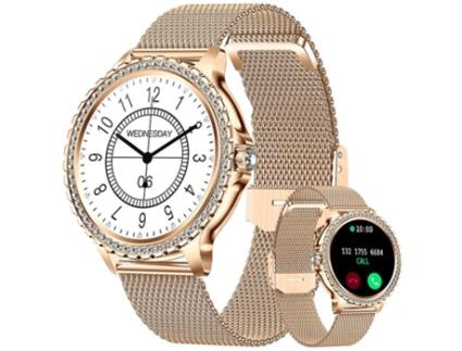 Smartwatch  Chronus Feminino com Chamada Bluetooth 1.32'' Sports Spo2 Music Player para Android Ios Gold