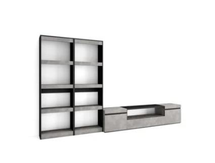 Conjunto de Móveis Tv 320X186X35cm para Televisores Até 80 Estante para Tv Cimento SKRAUT HOME