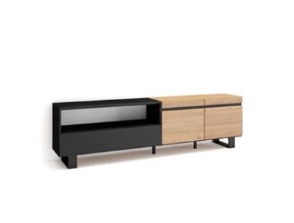 Móvel de Tv 200X57X35cm para Televisores Até 80 Design Industrial Carvalho e Preto SKRAUT HOME
