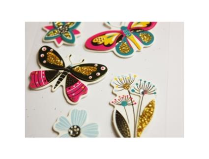 Adesivos com Relevo Dourado e Glitter Borboletas GLOBAL GIFT