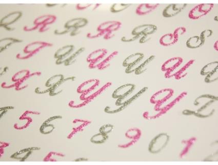 111 Adesivos Alfabeto e Números Glitter Rosa e Cinza GLOBAL GIFT