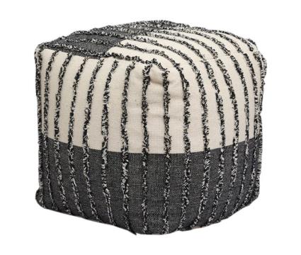 Pouf algodão addo quadrado branco/negro 45x45 cm