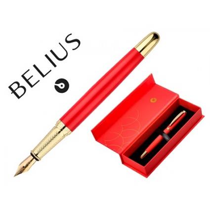 Caneta Belius Passion Dor Textura Alumínio Vermelho e Dourado