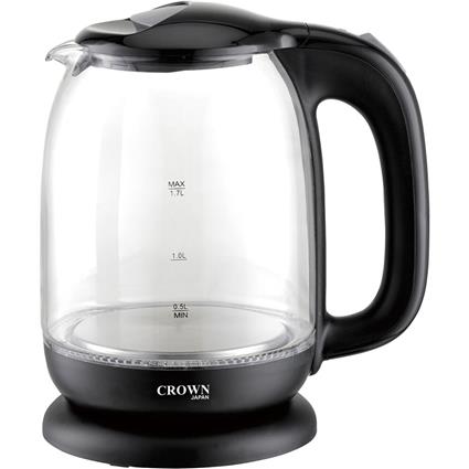 CROWN JAPAN Jarro Elétrico ACRE1792, 2200 W, 1,7 l, Copo em Vidro, Preto