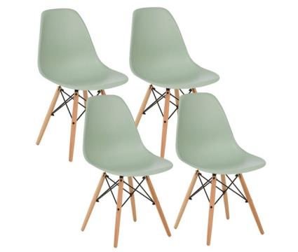 Conjunto de cadeiras de design moderno com pés de madeira de 4 ester