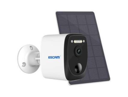Câmera de Segurança Ip ESCAM Qf370 3Mp Visão Noturna Cor Wifi Painel Solar Branco