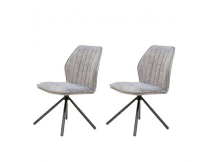 Sala de Jantar Jans 2-Set 51X63X90 Cm Cinza Claro Acolchoado Pés de Metal CASA VITAL