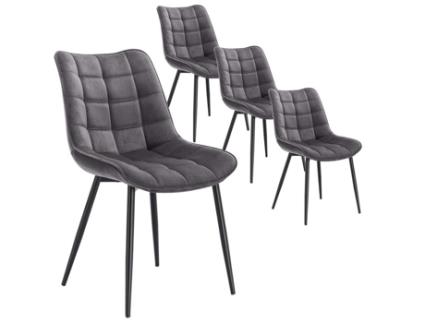 Conjunto 4 Cadeiras SKRAUT HOME Cinzento (67x47x68 cm)