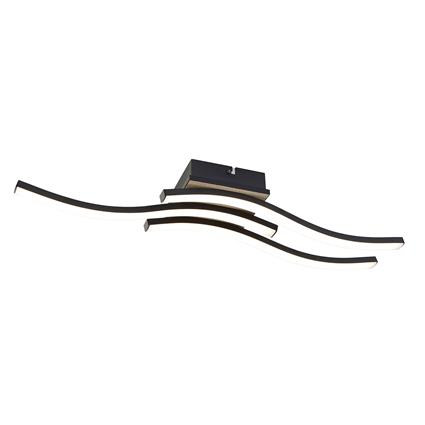 Design plafondlamp zwart met hout incl. LED 3-lichts - Vanesa
