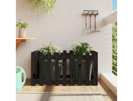 Canteiro Elevado com Design Cerca 100X50X50Cm Pinho Maciço Preto VIDAXL