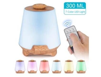 Humidificador Difusor de Aroma VANJL Difusor de Óleo Essencial Ultrassónico Led 300Ml-Marrom