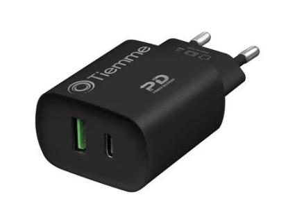 Adaptador de Rede 1 Porta Usb-A 1 Porta Usb-C 20W TIEMME