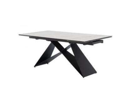 Mesa Extensível Geodi Branca 180/260X90X76 Cm Cerâmica e Vidro Pés de Metal 50 kg Máx. CASA VITAL