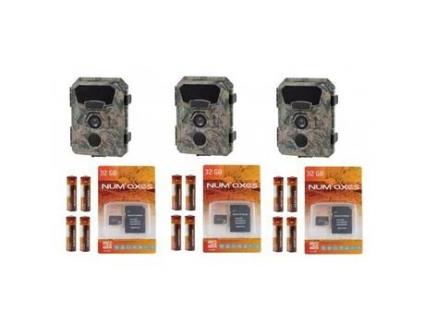 Conjunto de 3 Armadilhas Fotográficas 12 Pilhas Aa 3 Cartões de Memória de 32 Gb NUM'AXES