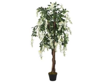 Glicínia Artificial 840 Folhas 150 Cm Verde e Branco VIDAXL