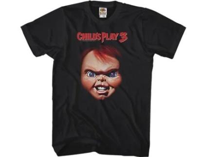 T-Shirt Unissexo DEEPSTONE Chucky'S Face Child'S Play 3 Preto Xxl