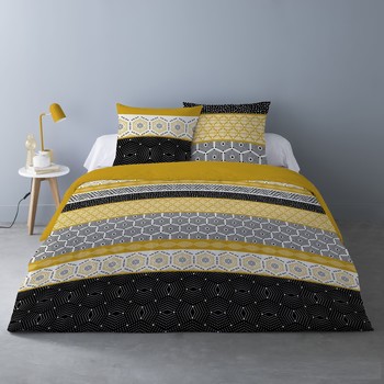 Conjunto de roupa de cama ALEX  Amarelo Disponível em tamanho para senhora. 220x240 cm.Casa >Conjunto de roupa de cama