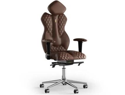 Cadeira de Escritório Ergonómica KULIK SYSTEM Royal Stitching Couro (Castanho -130x50x50cm)