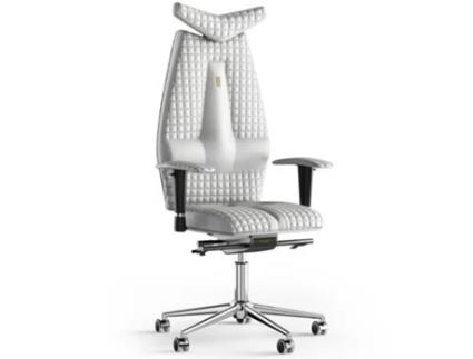 Cadeira de Escritório Ergonómica KULIK SYSTEM Jet Stitching Couro (Branco -130x50x50cm)