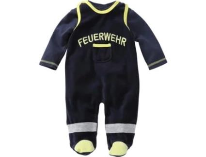 Macacão de Bebé PLAYSHOES Fire Brigade Veludo Azul (1 meses)