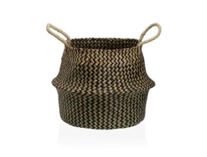 Cesta Decorativa Versa Preto Algas marinhas Ø 28 cm