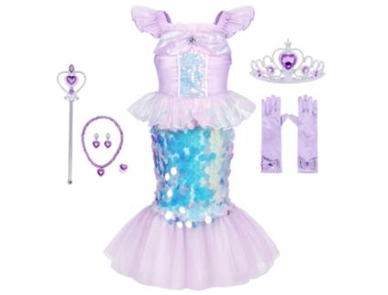 NNJXD Conjuntos de Fantasias de Cosplay de Sereia para Crianças 140 Cm