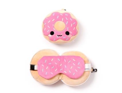 Almofada de Viagem 2 em 1 com Máscara para Os Olhos RELAXEAZZZ Adorasnacks Donut