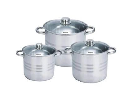 Conjunto de Três Panelas em Aço Inox