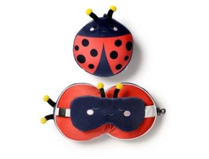 Almofada de Viagem 2 em 1 com Máscara para Os Olhos RELAXEAZZZ Adorabugs Coccinelle
