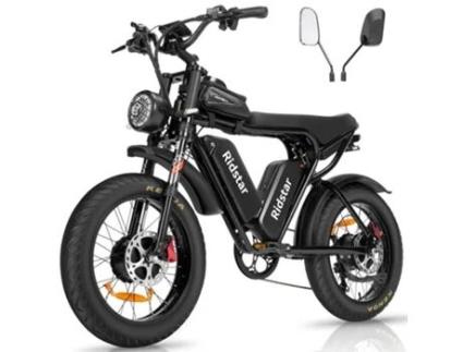 Bicicleta Elétrica Q20 Pro 2000W Motores Duplos 40Ah Baterias Duplas 60 Km/H Pneus Grandes De 20 Polegadas Pretos RIDSTAR