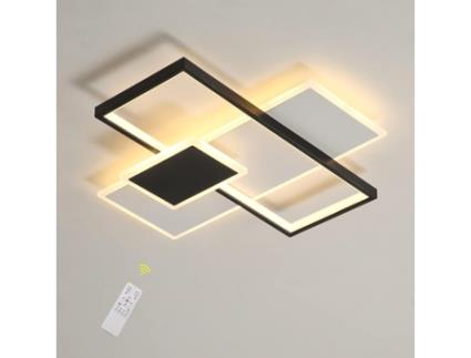 Lâmpada de Teto Quadrado Único Led Dimmable 2700K-6500K Iluminação de Teto com Controle Remoto de Teto Preto e Branco 50Cm para Sala GOECO