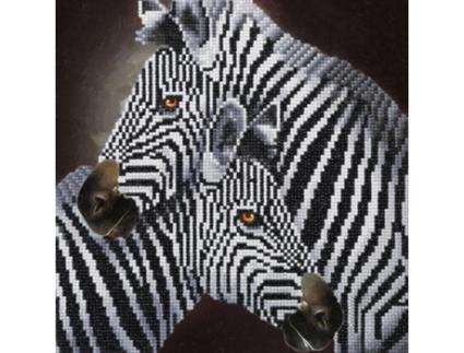 Pintura Diamante Duo de Zebras 30 X 30 Cm Youdoit CRYSTAL ART