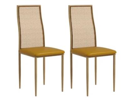HOMCOM Conjunto de 2 Cadeiras de Sala de Jantar com Encosto em Vime Pe Assento Estofado