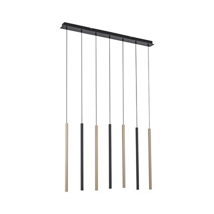 Hanging lamp black with brass incl. LED dimmable 7-light - Bea