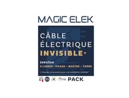 Cabo elétrico ultraplano invisível 2M 230V / 16A 3 linhas desaparece sob papel de parede pintado e azulejos MAGICELEK
