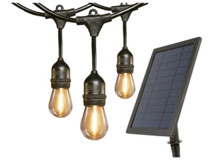 Guirlanda de Led com Painel Solar Cabo de Borracha de 6 M e 10 Lâmpadas Incluídas