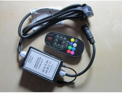 Unidade de Controlo Master Rgb Mais Cabo de Alimentação em Borracha Preta com 1,5Mt e Controle Remoto 230V Ip44 DECATILUM