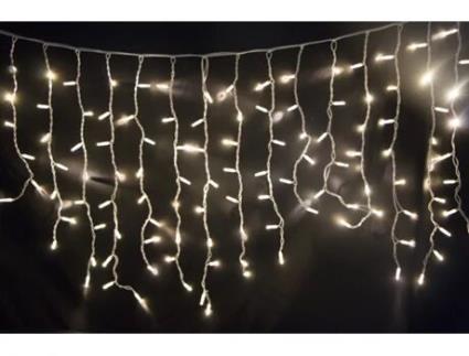 Cortina Ice Led Branco Quente 3Mt*0.90Mt 228 Leds. Cabo Borracha Branco DECATILUM