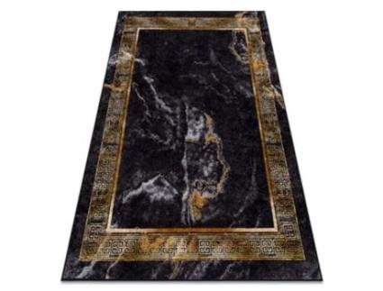 Miro 51278.809 Tapete Mármore Grego Antiderrapante Preto / Ouro