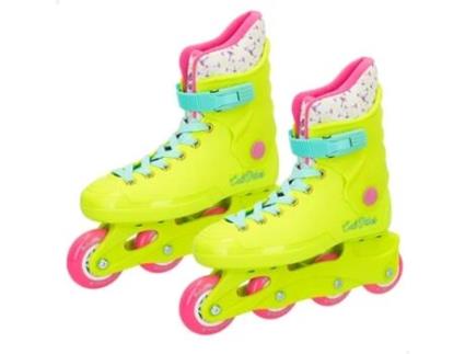 Patins em Linha CB RIDERS 4 Rodas Amarelo Néon com Fivela e Cadarços Ajustáveis Tamanho 38-39 Máx. 50 kg